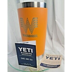 NEW Whataburger Yeti Rumbler Tumbler with Lid Orange 30oz.